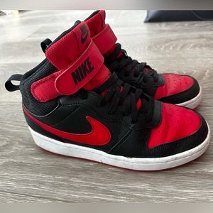 Nike Court Borough High Top Velcro and Lace Black and Red Sneakers